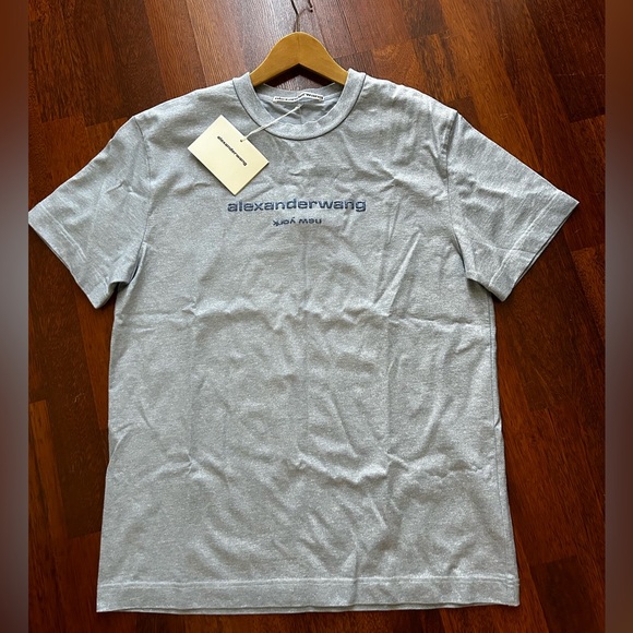 NWT Alexander Wang Short Sleeve Tee w/ Glitter Wash and Puff Logo M - Picture 6 of 16